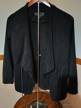 Blank NYC Black Draped Open-Front Blazer Jacket